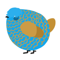 A sky and gold chicken with a lace pattern