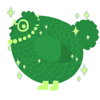 A viridian chicken with a lace pattern
