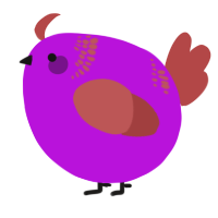 A amethyst and red chicken with a neck-band pattern