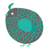 A grey and turquoise chicken with a lace pattern