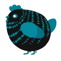 A black and sea chicken with a bar pattern