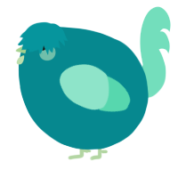 A teal and mint chicken