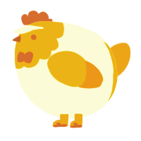 A white and ochre chicken with a head pattern