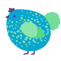 A cerulean and spring chicken with a speckle pattern