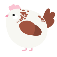 A white and russet chicken with a neck-speckle pattern
