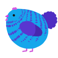 A sky and indigo chicken with a bar pattern