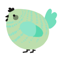 A gluppy and mint chicken with a bar pattern