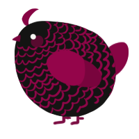 A black and maroon chicken with a lace pattern