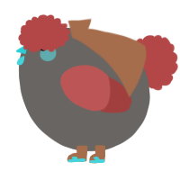 A grey and red chicken