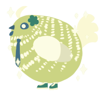 A lime and silver chicken with a bar pattern