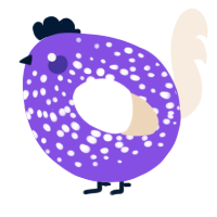 A blurple and cream chicken with a speckle pattern