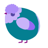 A sea and lilac chicken with a head pattern