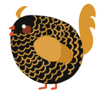 A black and orange chicken with a lace pattern
