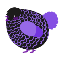 A sable and blurple chicken with a lace pattern