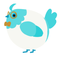 A white and aqua chicken with a head pattern