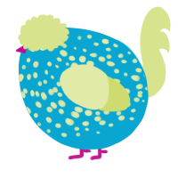 A cerulean and lemon chicken with a speckle pattern