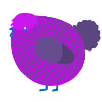 A amethyst and overcast chicken with a lace pattern