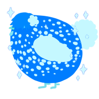 A sapphire and white chicken with a speckle pattern