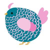 A sea and pink chicken with a lace pattern