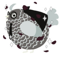 A grey and silver chicken with a lace pattern