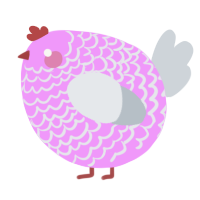 A lavender and mist chicken with a lace pattern