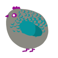 A ash and teal chicken with a half-lace pattern