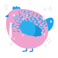 A pink and sky chicken with a half-lace pattern