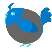 A grey and sapphire chicken with a head pattern