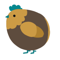 A bark and gold chicken with a head pattern