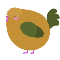 A gold and olive chicken
