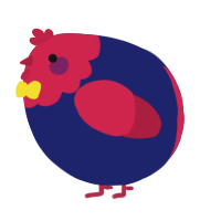 A navy and crimson chicken with a head pattern