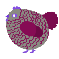 A ash and wine chicken with a lace pattern