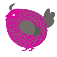 A fuchsia and grey chicken with a lace pattern