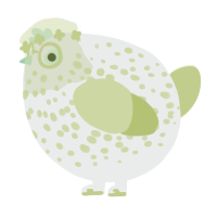 A silver and lime chicken with a speckle pattern