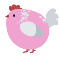 A pink and mist chicken with a neck-speckle pattern