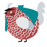 A red and mist chicken with a lace pattern