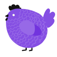A blurple chicken with a lace pattern