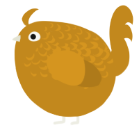 A ochre chicken with a half-lace pattern