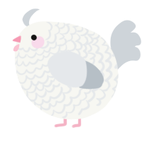A white and mist chicken with a lace pattern