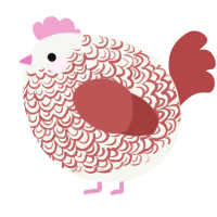 A white and red chicken with a double-lace pattern