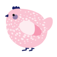 A rose chicken with a speckle pattern