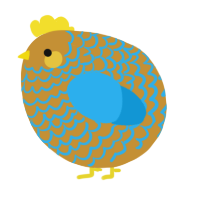 A gold and sky chicken with a lace pattern
