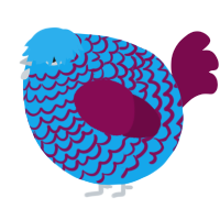 A sky and wine chicken with a lace pattern