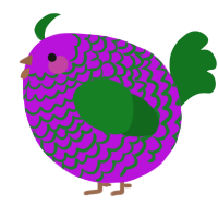 A amethyst and leaf chicken with a lace pattern