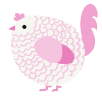 A white and pink chicken with a lace pattern