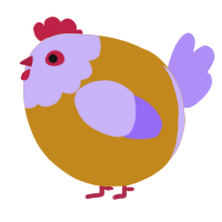 A ochre and lilac chicken with a head pattern