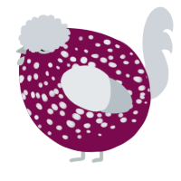 A wine and mist chicken with a speckle pattern
