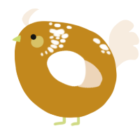 A ochre and cream chicken with a neck-speckle pattern