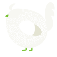 A white chicken with a double-lace pattern