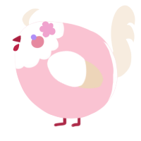 A rose and cream chicken with a head pattern